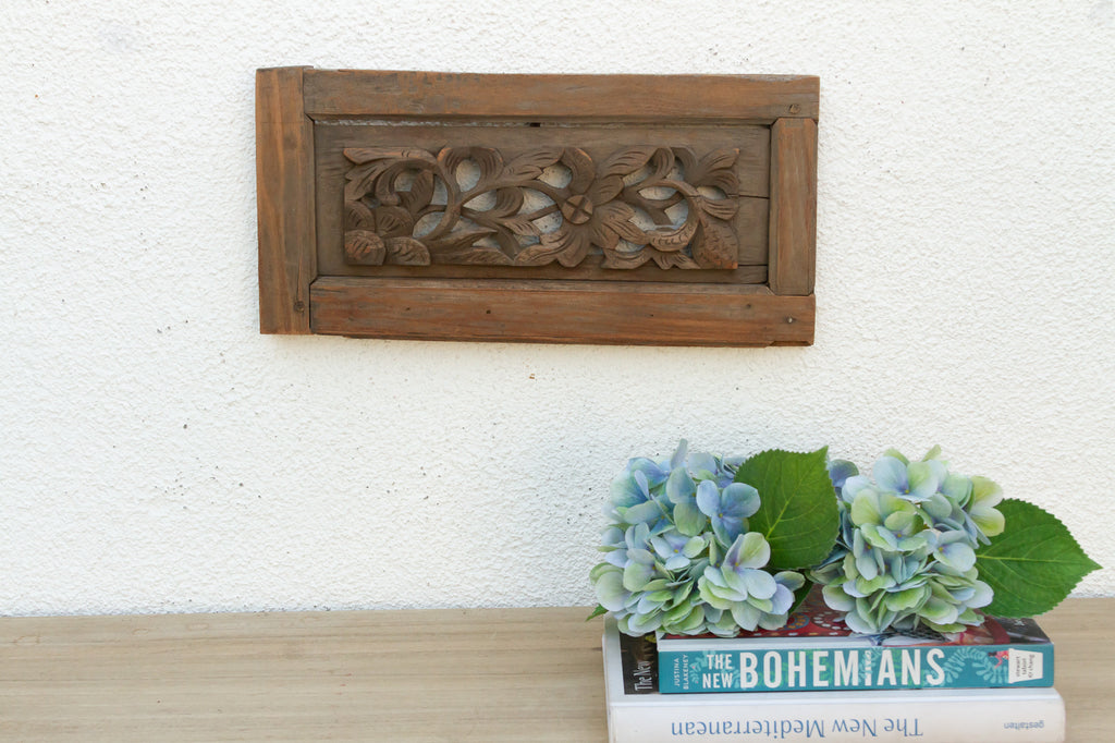 Hand-Carved Asian Architectural Panel