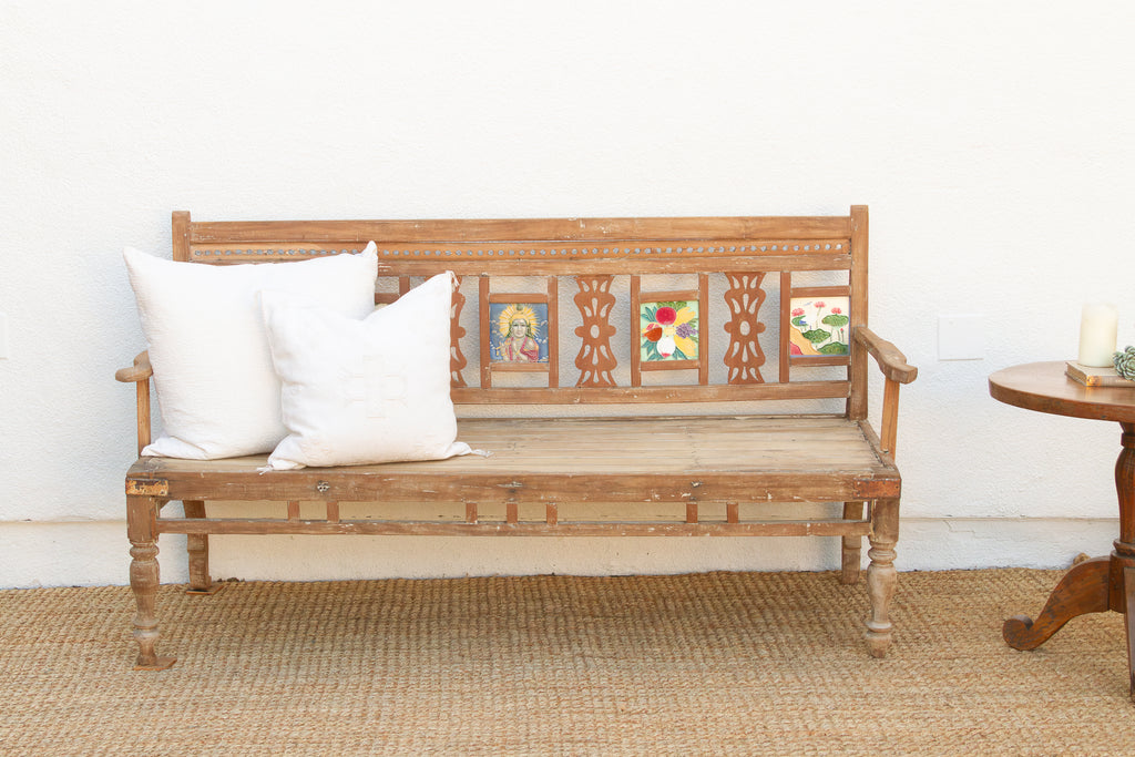 Antique Indian Raj Teak Bench