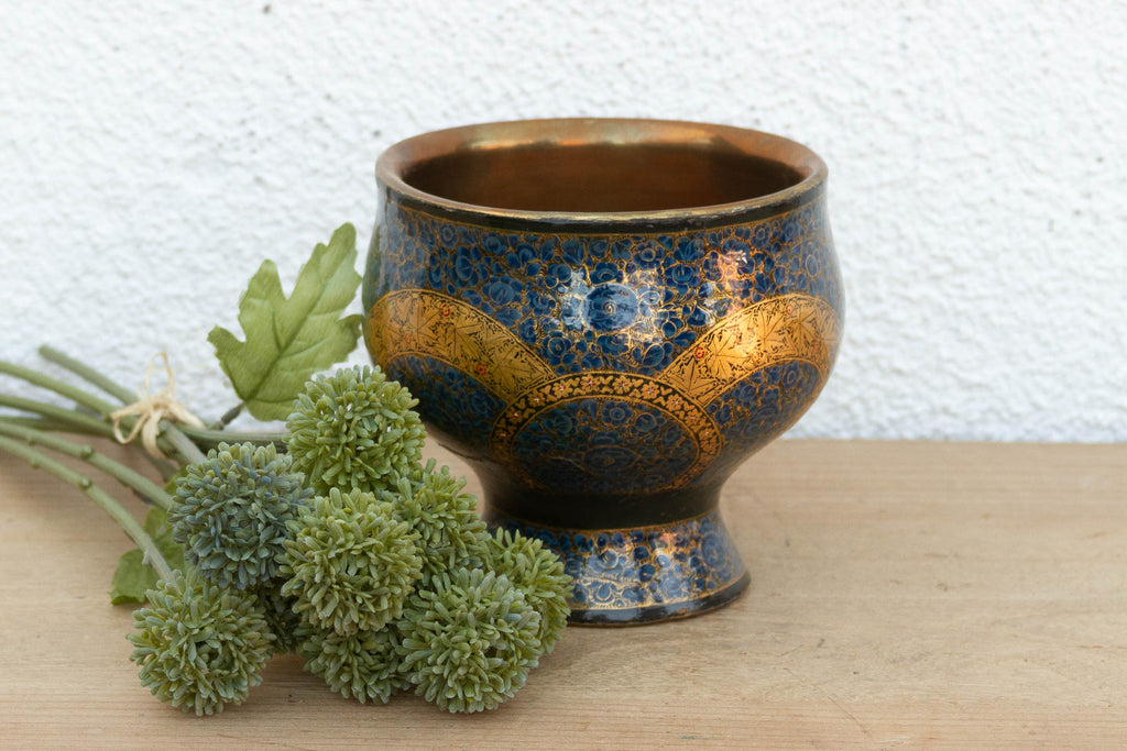 Kashmiri Blue & Gold Enamel Bowl