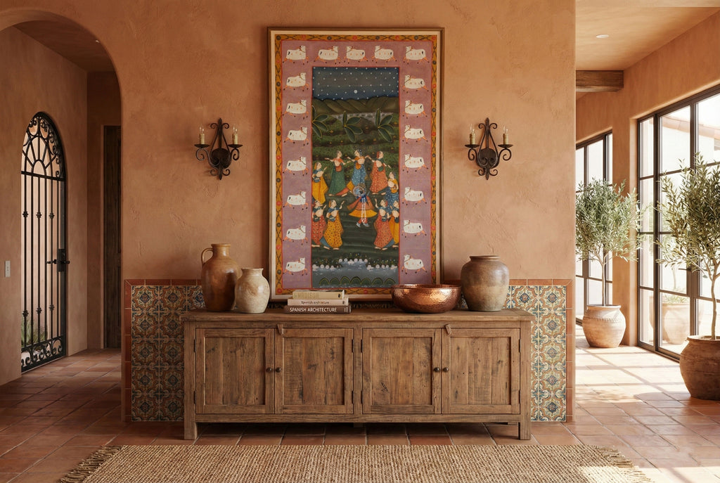 Large Indian Divine Art, Krishna's Cosmic Dance (Trade)