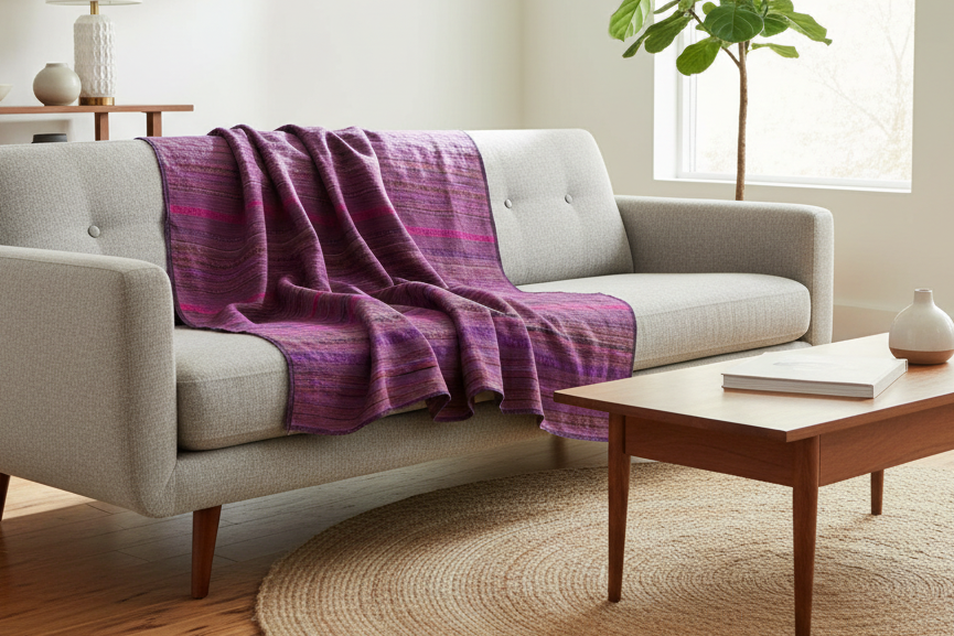 Large Vintage Purple Stripe Central American Throw (Trade)