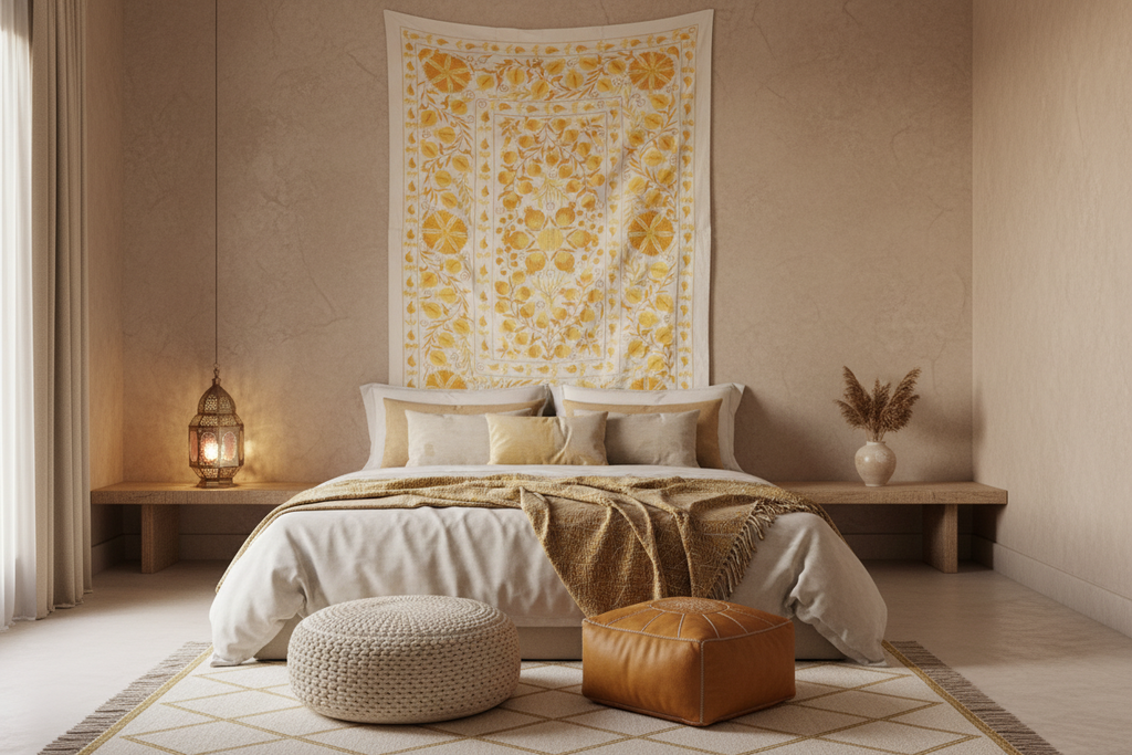 Melina Golden Yellow Suzani Throw