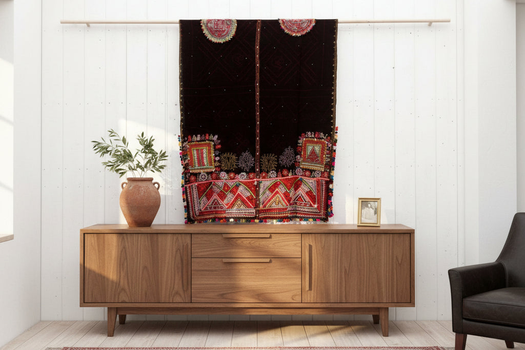 Mid-Century Black Tribal Indian Textile (Trade)