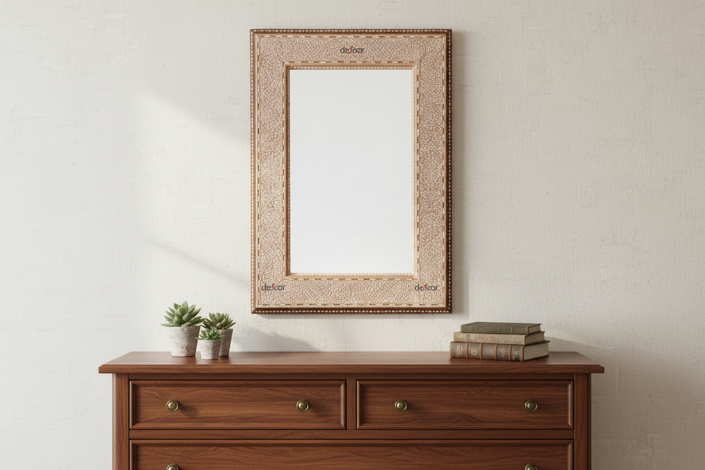 Modern Farmhouse Anglo-Indian Inlay Mirror