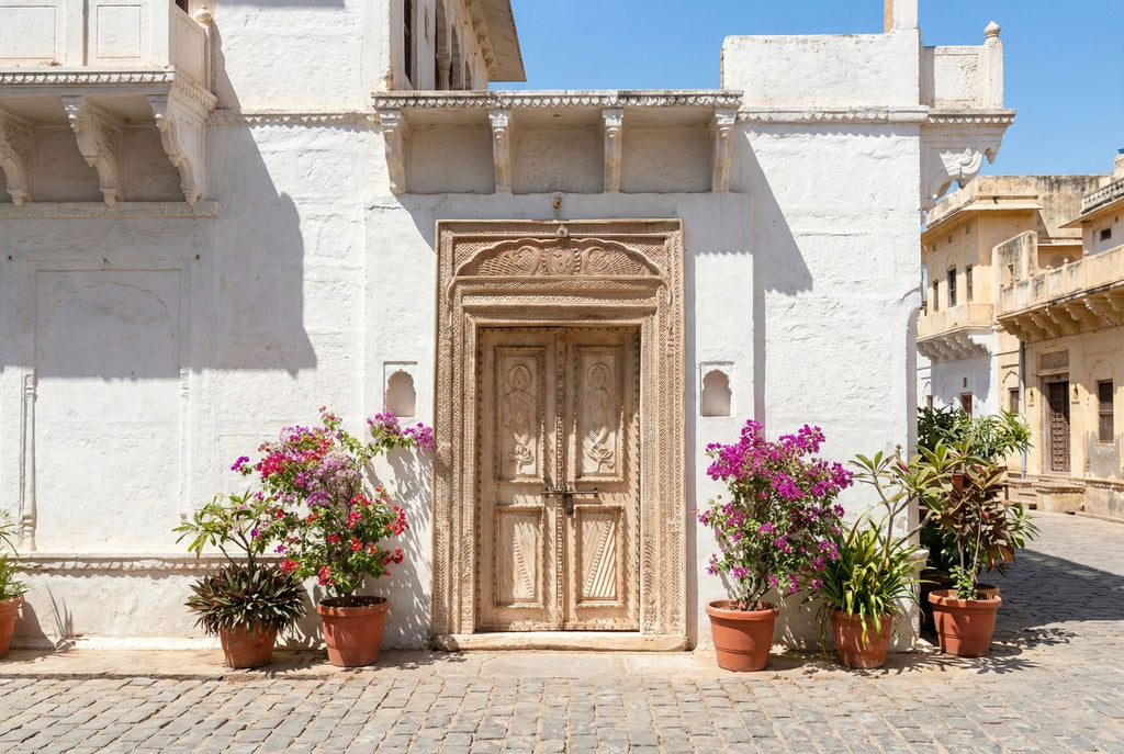 Monumental Antique Indian Teak Krishna Door