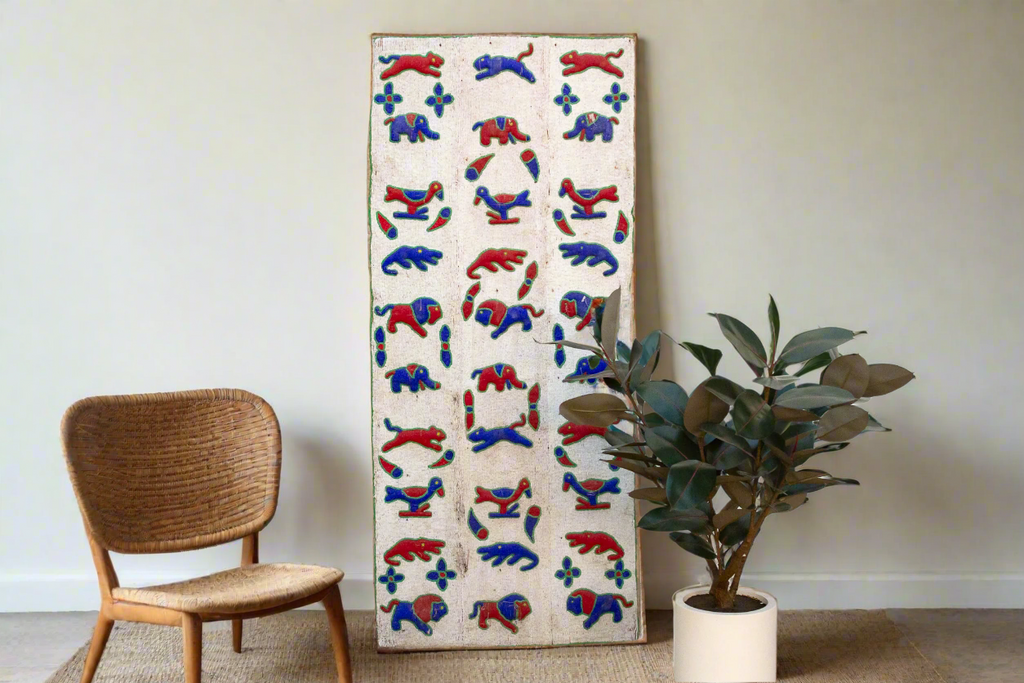 Old Animal Kingdom African Beaded Panel (Trade)