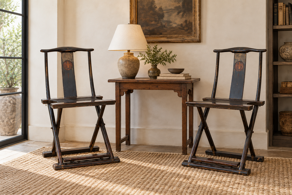 Pair of Antique Folding Campaign Chair