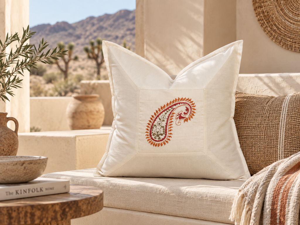 Ira Ivory Paisley Pillow Cover