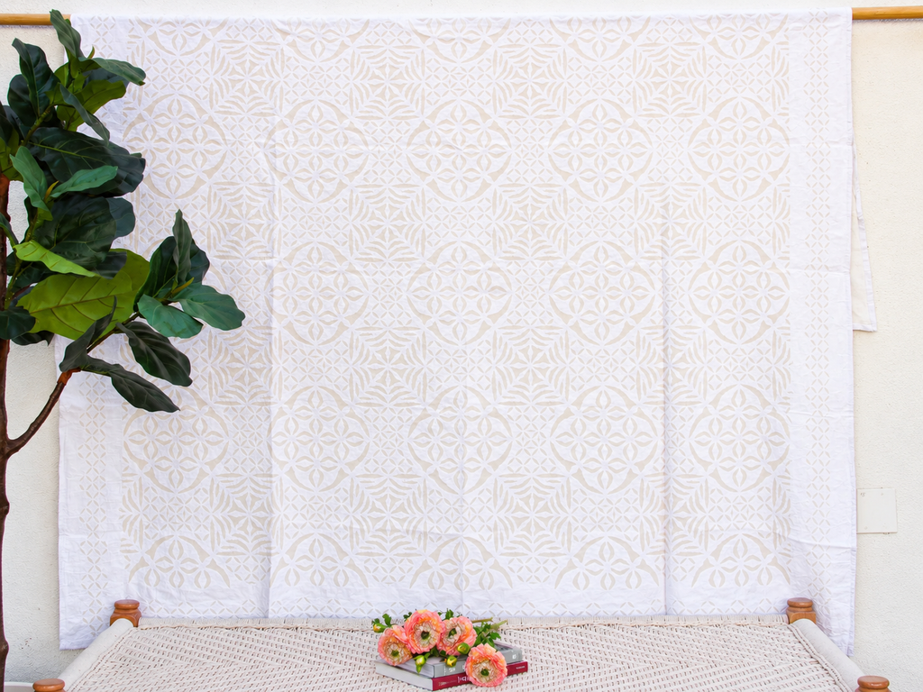 Peony Circle Cotton Applique Bedcover