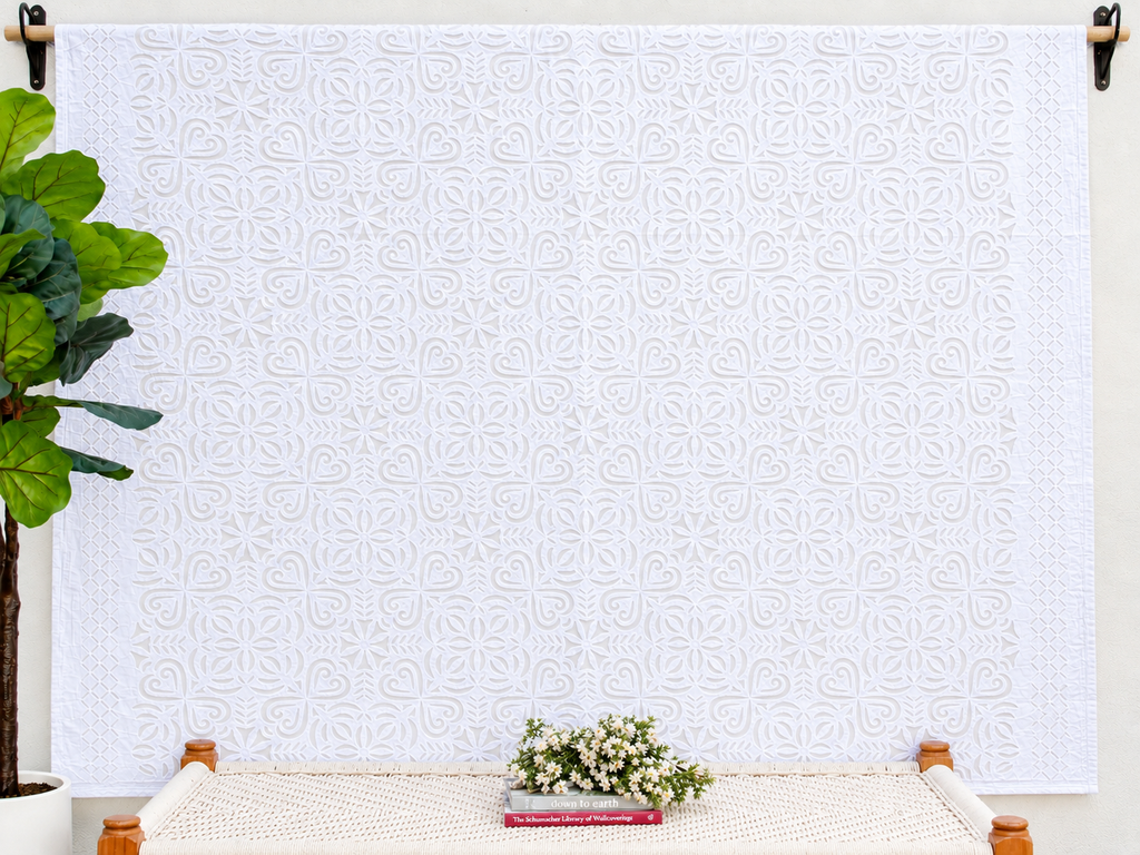 Rose Mosaic Floral Applique Bedcover (Trade)