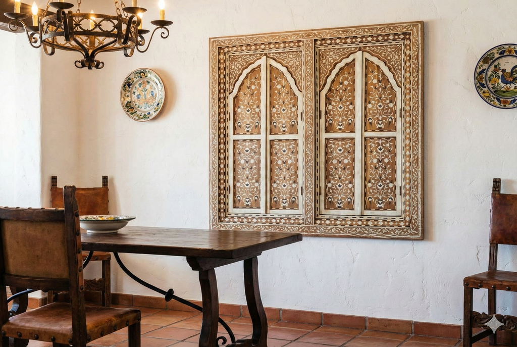 Royal Arched Mihrab Marquetry Window Panel