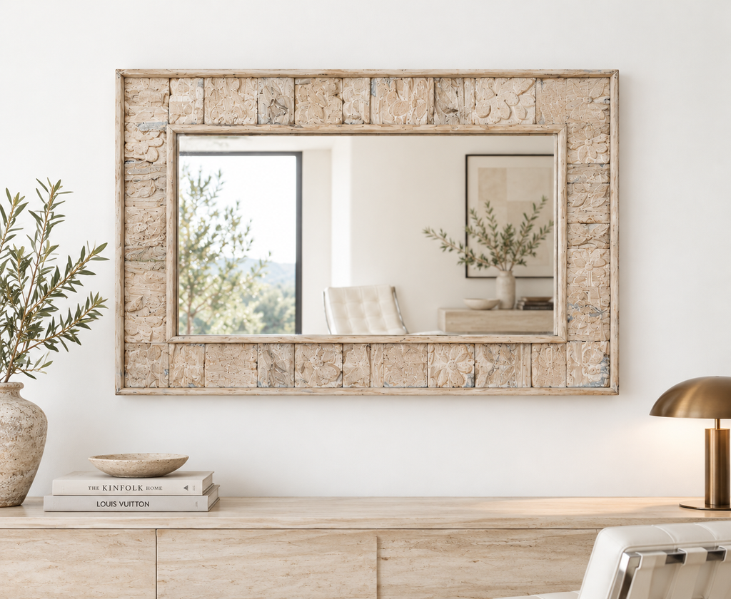 Rust Modern Farmhouse Carved Mirror (Trade)