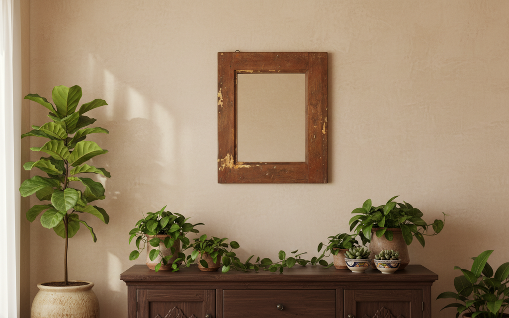 Rustic Teak Wall Mirror