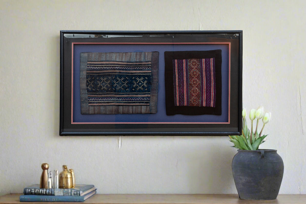 Set of 2, Antique Framed Southeast Asian Textiles