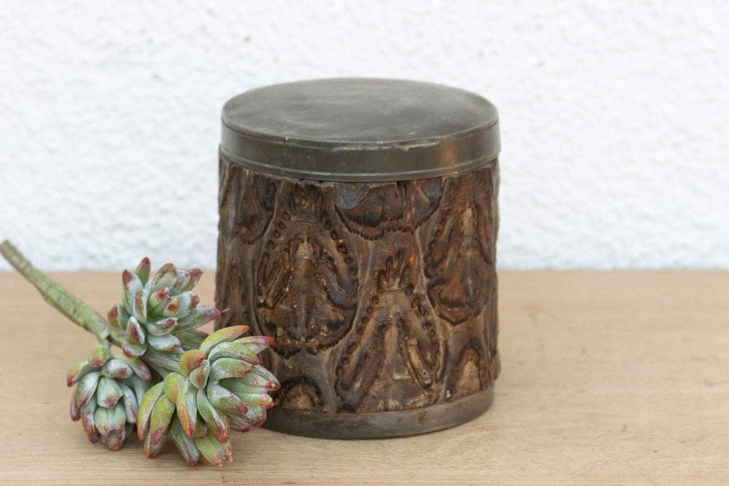 Small Antique Chinese Pewter Tea Canister