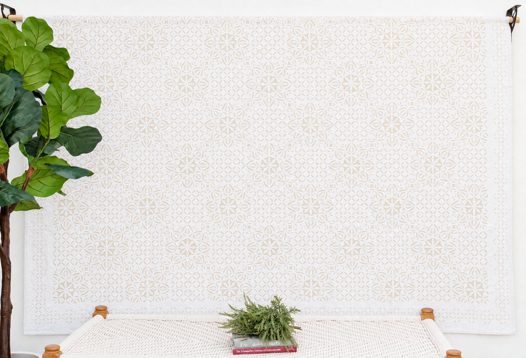 Starflower Artisan Cotton Cutwork Bedcover