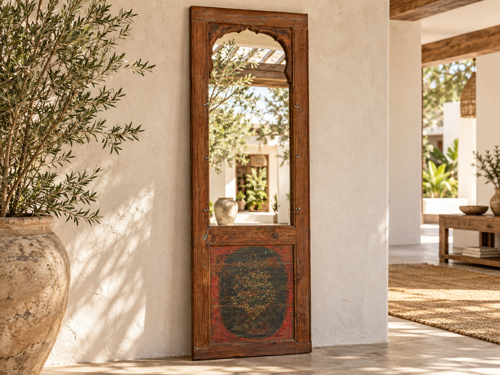 Tall Antique Indian Arched Mirror (Trade)