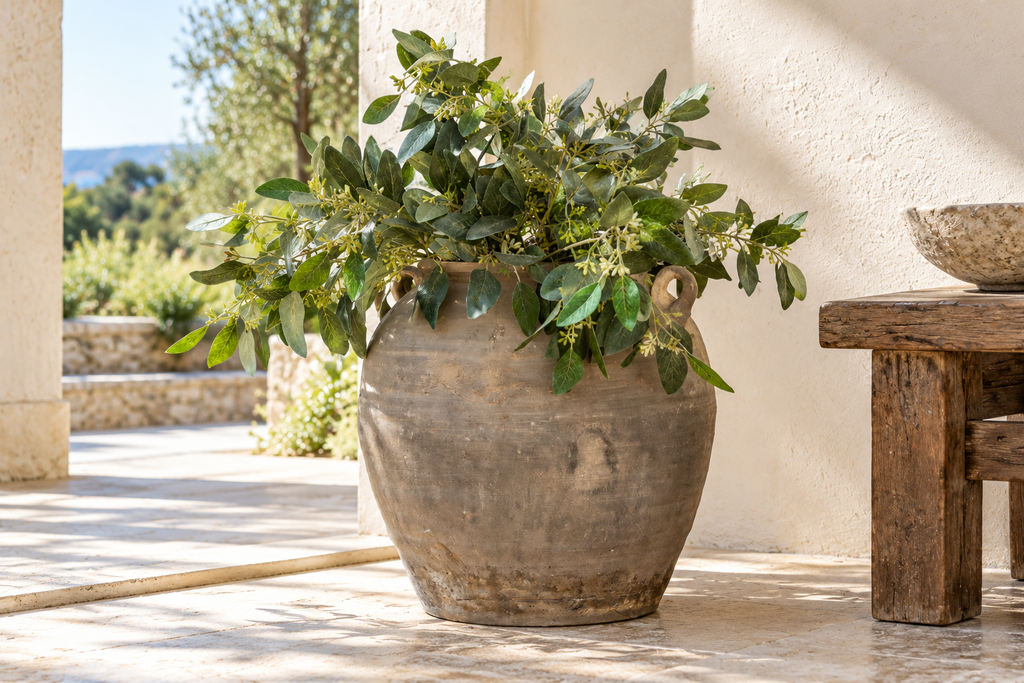 Vintage Stone Gray Clay Storage Jar