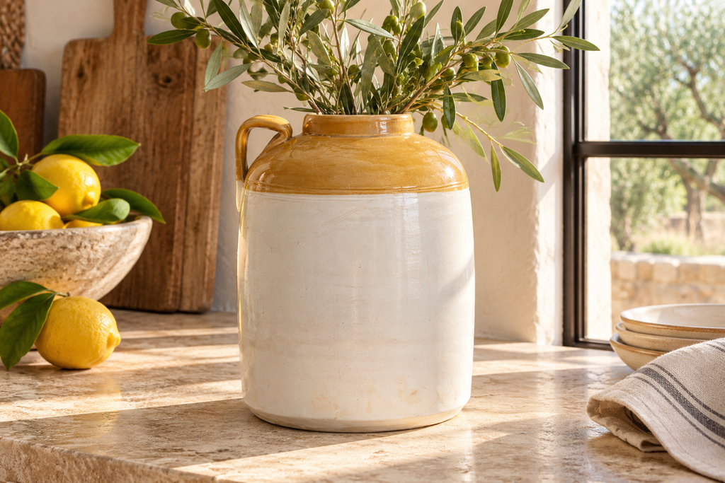 Vintage Two Tone Glazed Kitchen Canister