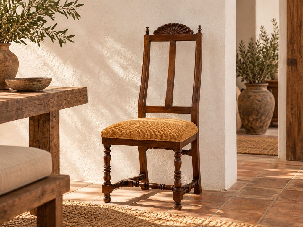 Antique Spanish Colonial Upholstered Chair