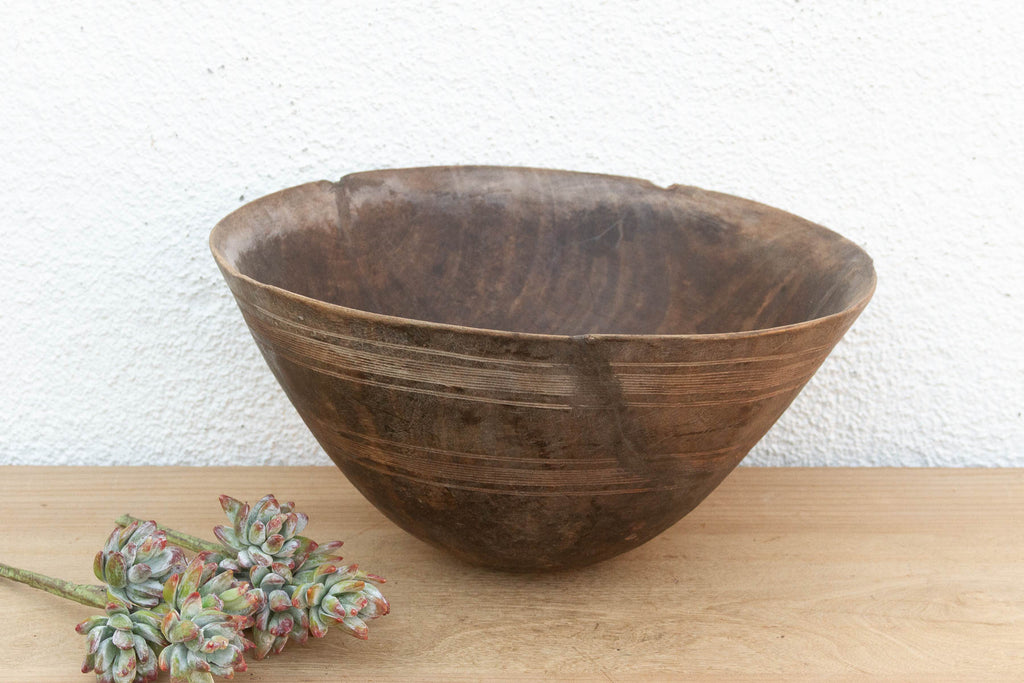 Tall Rounded Antique African Bowl