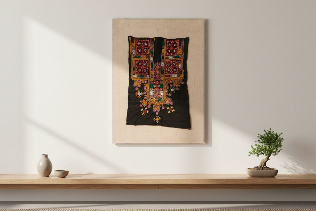 Thar Desert Framed Antique Mounted Shisha Embroidery (Trade)