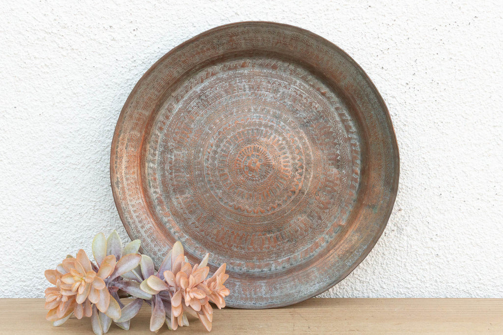 Tribal Mandala Tinned Copper Tray