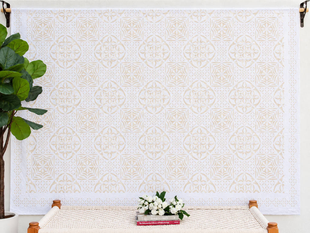 Zinnia Sprial Artisan Applique Bedcover (Trade)
