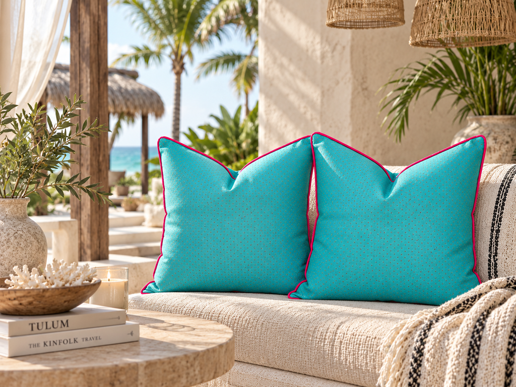 Pair of Sajar Blue Dotted Ahir Handloom Pillows