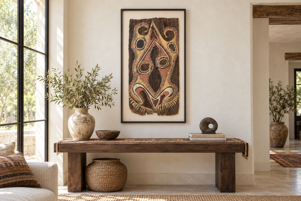 Mid Century Papua New Guinea Bark Painting