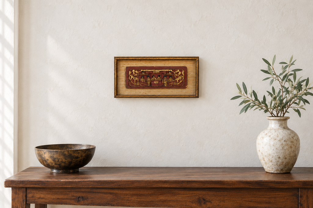 Framed Antique Chinese Frieze Carving