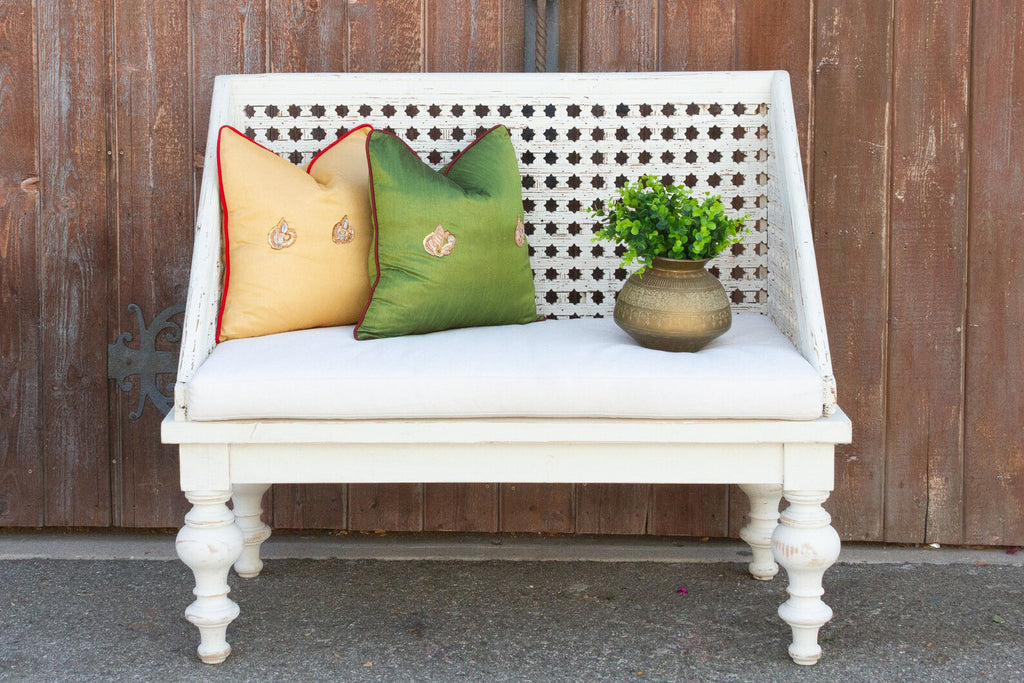 Green Peacock Sage Silk Blend Pillow Cover