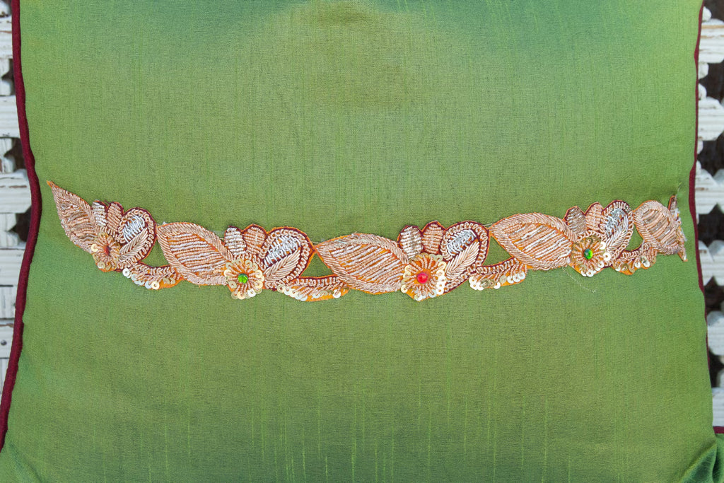 Olive Peacock Sage Silk Blend Pillow Cover