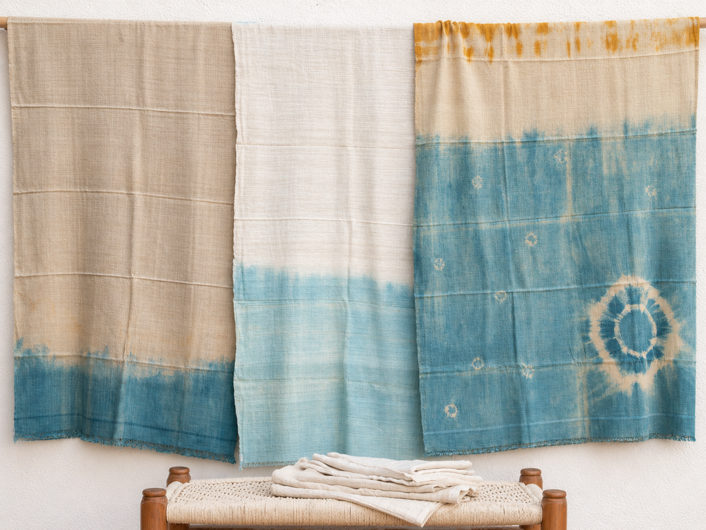 Organic Peace Silk Throw, Indigo Horizon