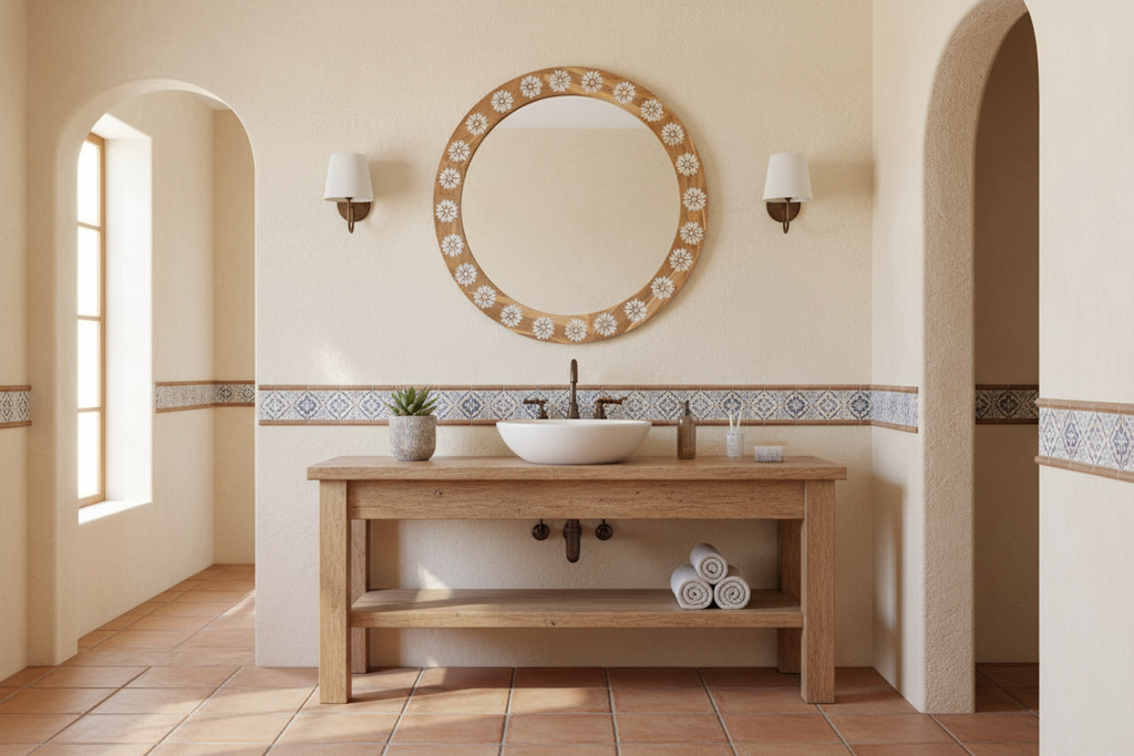 Round Mother of Pearl Inlay Mirror