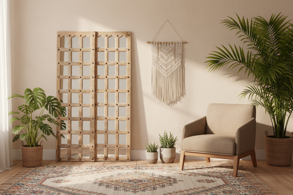 Tall Indian Colonial Door Mirror Panel (Trade)