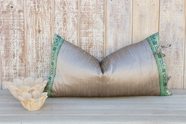 Arian Large Festive Indian Silk Queen Lumbar Pillow Cover