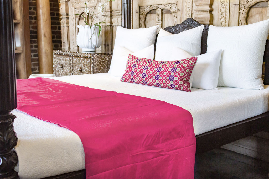Pink Silk Blend Duvet Bed Cover
