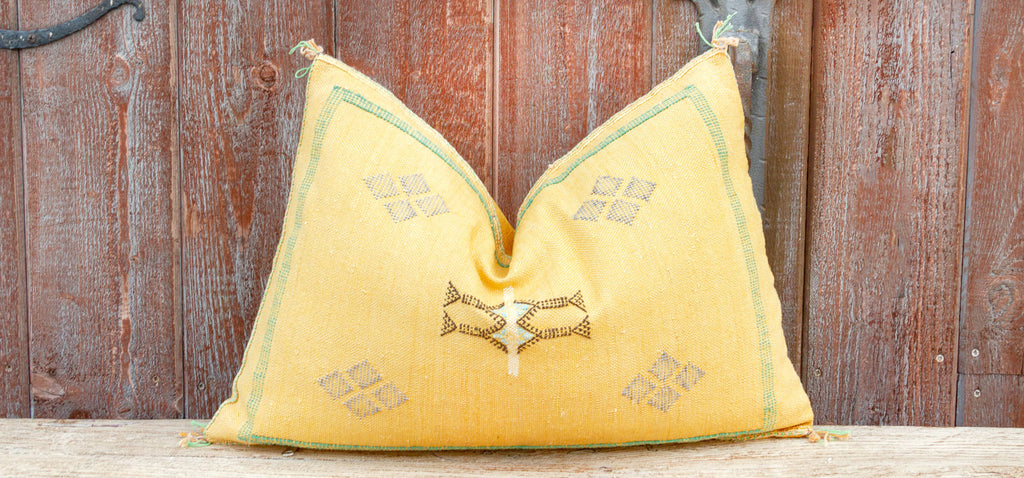 Summer Sun Lumbar Moroccan Silk Rug Pillow