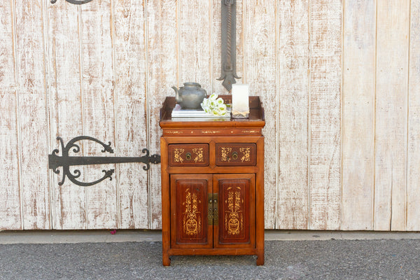 Small Chinese Antique Inlay Bedside Cabinet