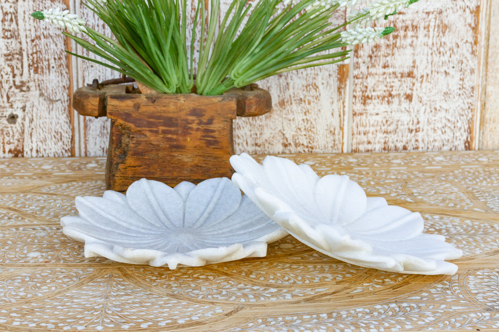 Carved Marble Lotus Flower Plate