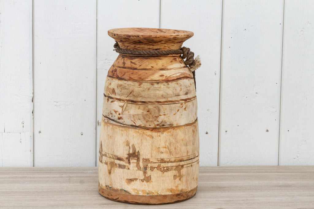 Vintage Rustic Bleached Wood Vase