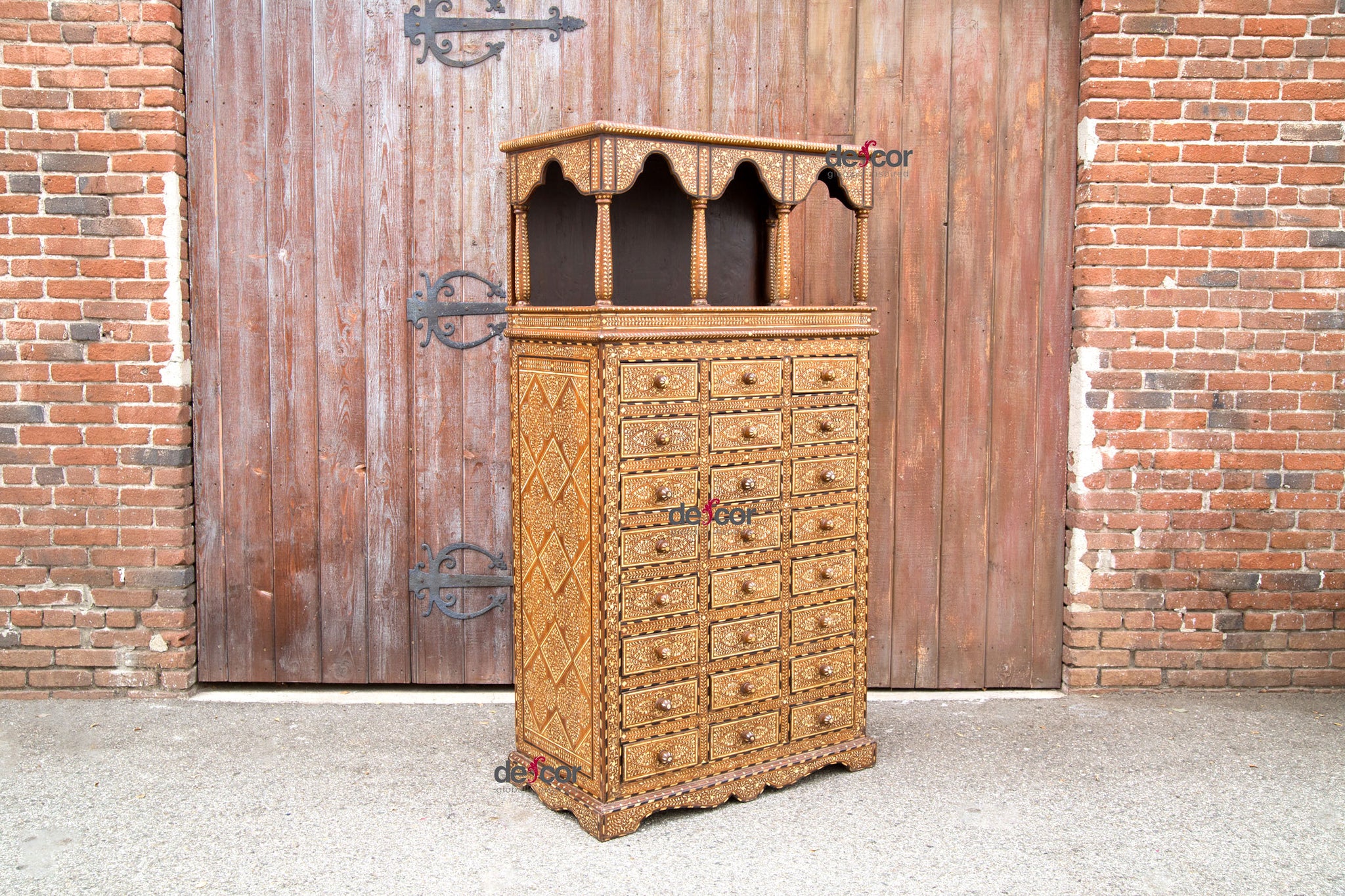 Tall Inlaid Apothecary Arch Dresser– DE-COR | Globally Inspired