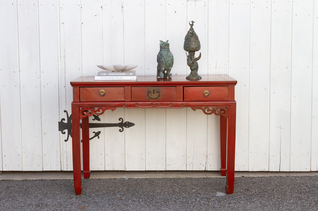 Red Lacquered Console Table