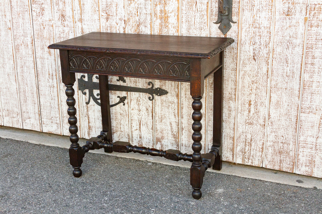 Antique Carved Oak English Tavern Table