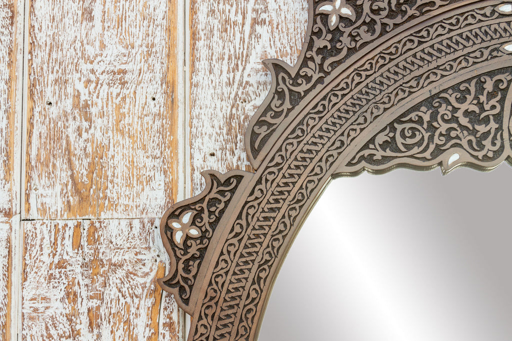 Finely Carved and Inlaid Mirror