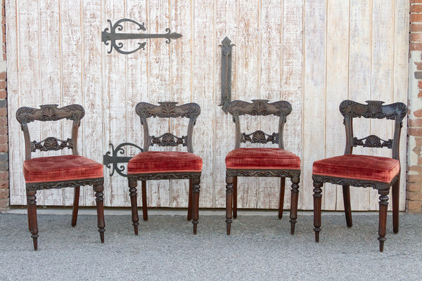 Set of Four, Carved Rosewood Anglo-Indian Chairs