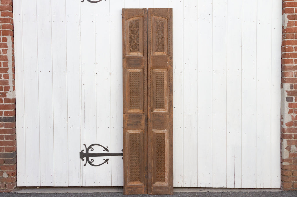 Pair of Slim Antique Carved Doors