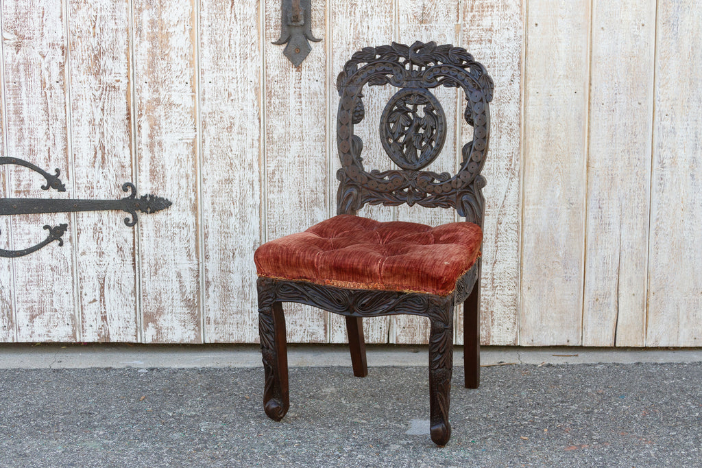 Carved Rosewood Antique Anglo Indian Chair