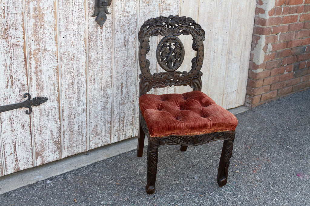 Carved Rosewood Antique Anglo Indian Chair